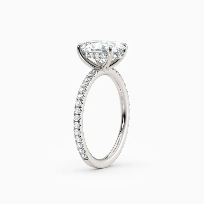 Willow Oval Cut Hidden Halo Engagement Ring with Pave Band Honey Jewelry Co Rings