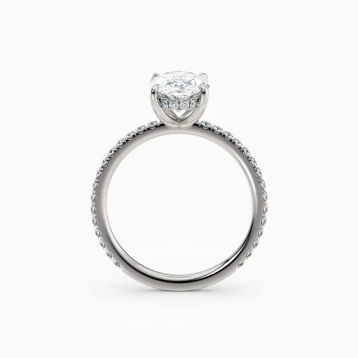 Willow Oval Cut Hidden Halo Engagement Ring with Pave Band Honey Jewelry Co Rings