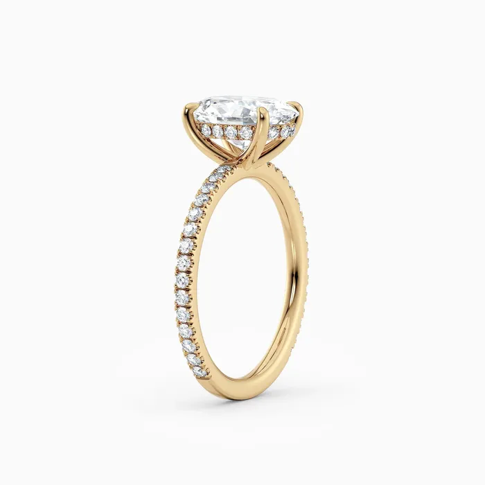 Willow Oval Cut Hidden Halo Engagement Ring with Pave Band Honey Jewelry Co Rings
