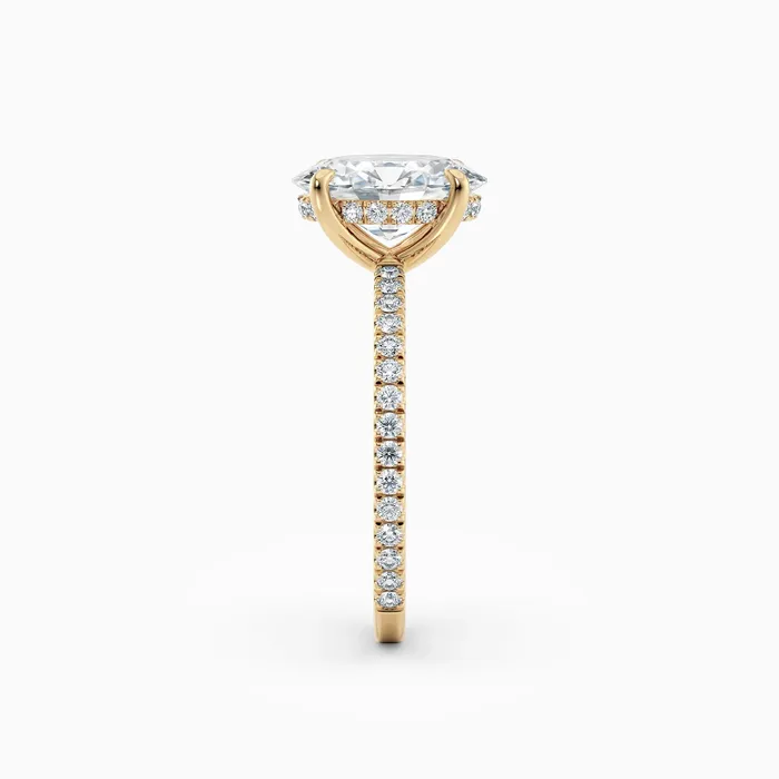 Willow Oval Cut Hidden Halo Engagement Ring with Pave Band Honey Jewelry Co Rings