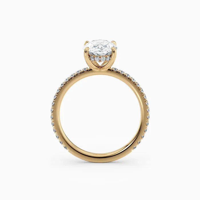 Willow Oval Cut Hidden Halo Engagement Ring with Pave Band Honey Jewelry Co Rings