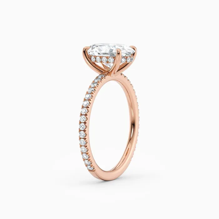 Willow Oval Cut Hidden Halo Engagement Ring with Pave Band Honey Jewelry Co Rings