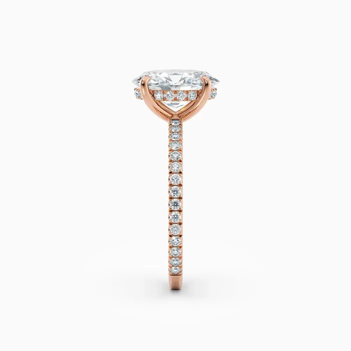 Willow Oval Cut Hidden Halo Engagement Ring with Pave Band Honey Jewelry Co Rings