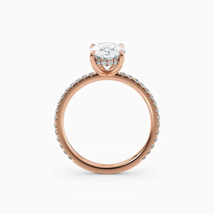 Willow Oval Cut Hidden Halo Engagement Ring with Pave Band Honey Jewelry Co Rings