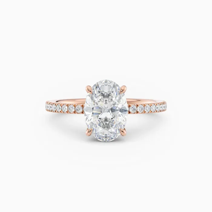 Willow Oval Cut Hidden Halo Engagement Ring with Pave Band Honey Jewelry Co Rings