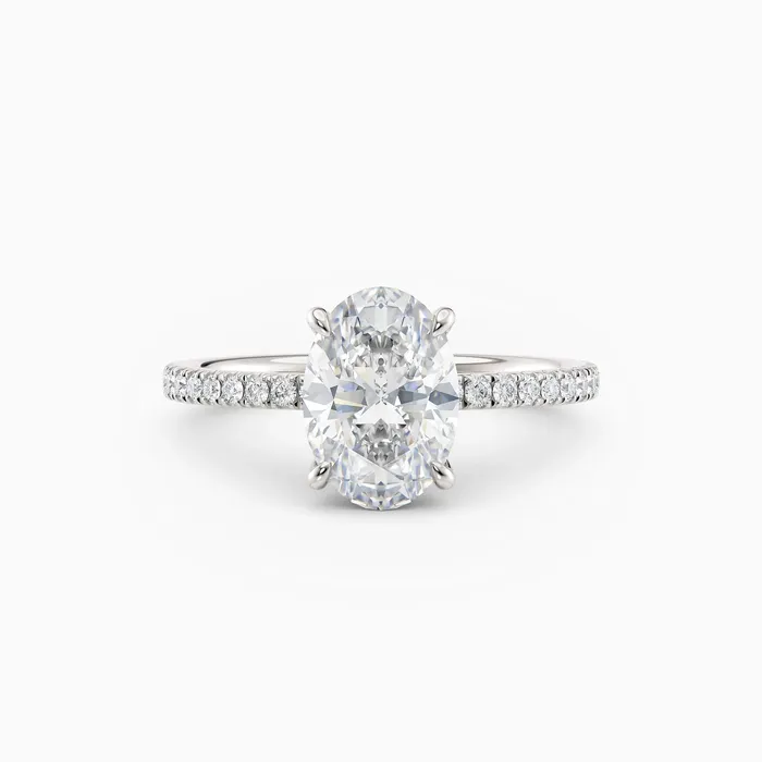 Willow Oval Cut Hidden Halo Engagement Ring with Pave Band Honey Jewelry Co Rings