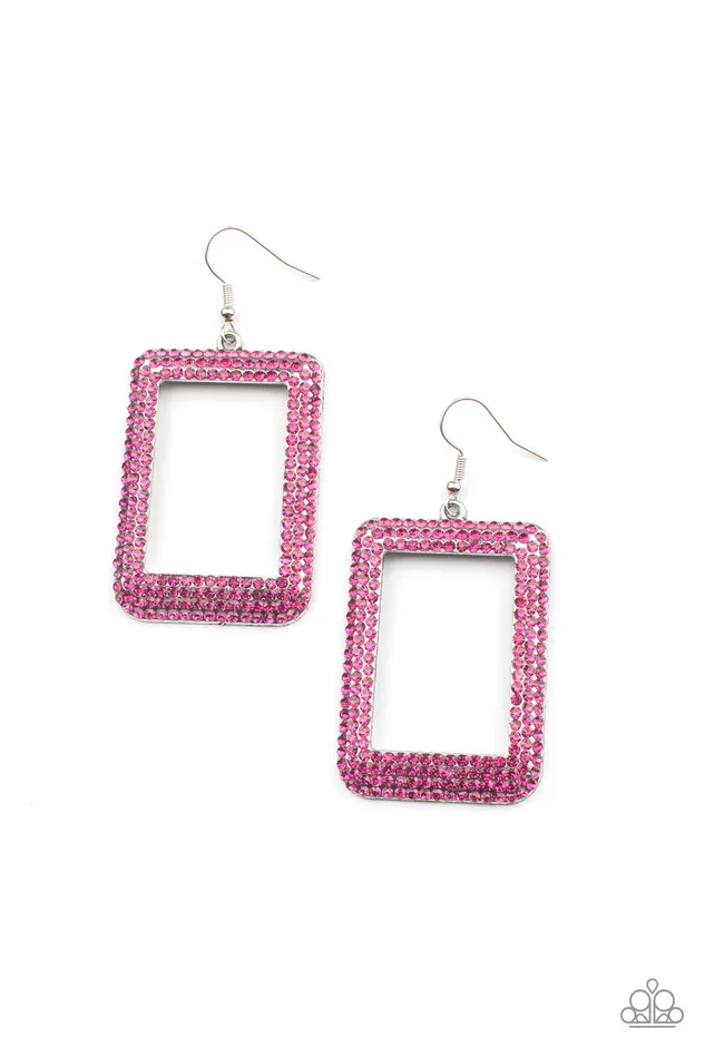World FRAMEous Pink Paparazzi Accessories Earrings