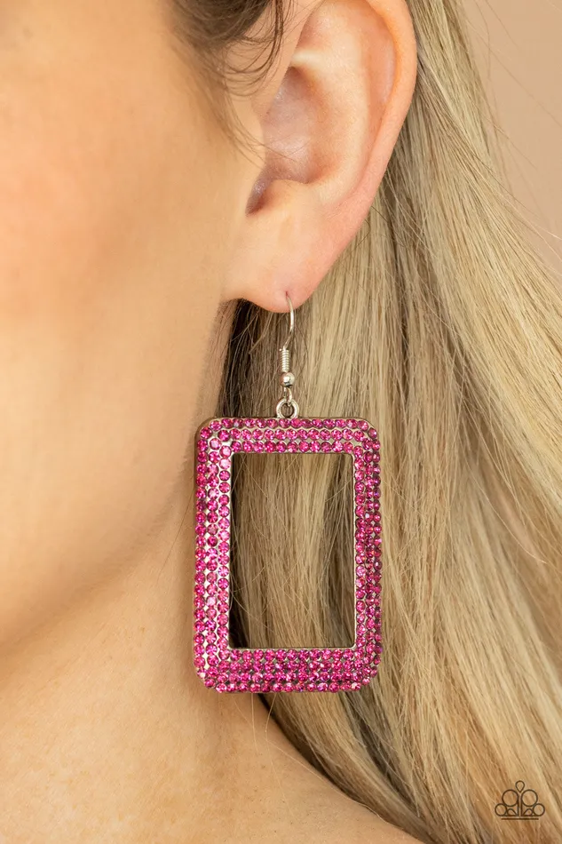 World FRAMEous Pink Paparazzi Accessories Earrings