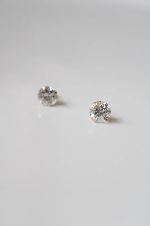 Yellow 14KT Gold Crystal Stud Earrings Jubilee Thrift Earrings