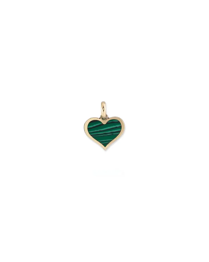 Yellow Gold and Malachite Heart Charm RACHEL LYNN CHICAGO Charm Necklaces