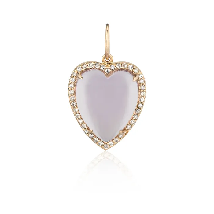 Yellow Gold Diamond and Sheer Amethyst Chubby Heart Charm RACHEL LYNN CHICAGO Necklaces