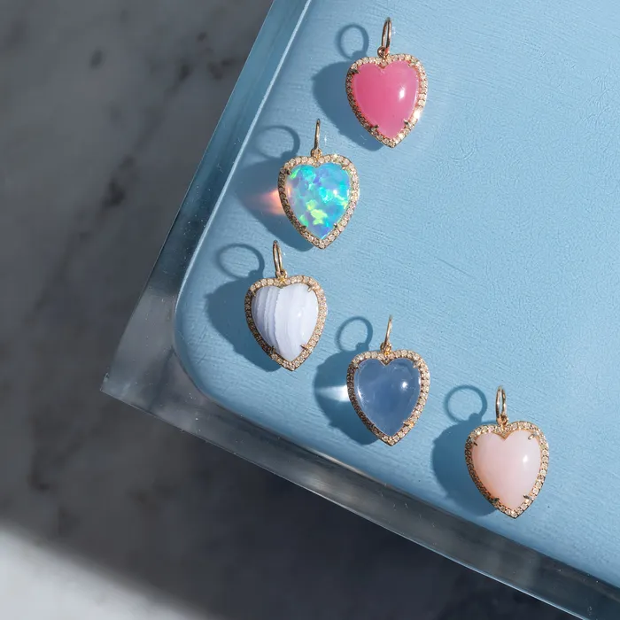 Yellow Gold Diamond and Sheer Amethyst Chubby Heart Charm RACHEL LYNN CHICAGO Necklaces