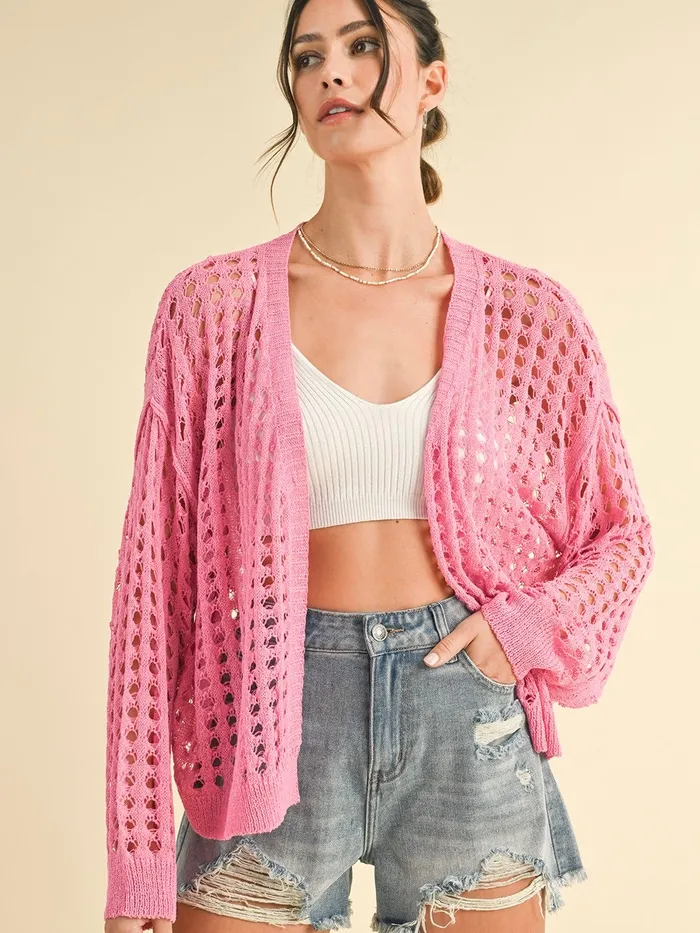 Yoli Open Knit Netting Cardigan Anniewear Rings