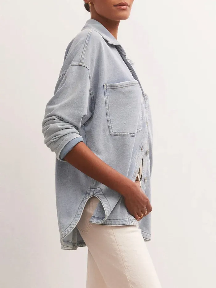 Z Supply All Day Knit Denim Shacket Z Supply Necklaces