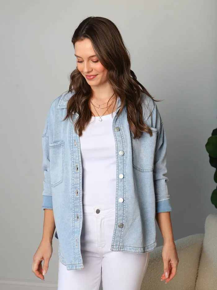 Z Supply All Day Knit Denim Shacket Z Supply Necklaces