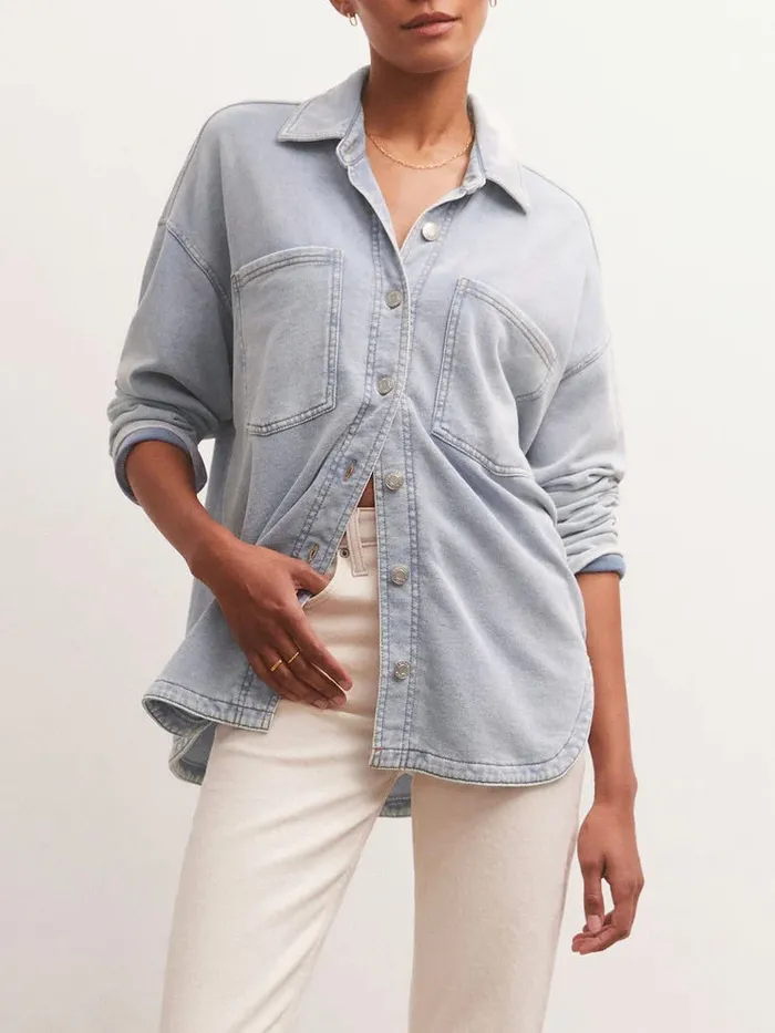 Z Supply All Day Knit Denim Shacket Z Supply Necklaces