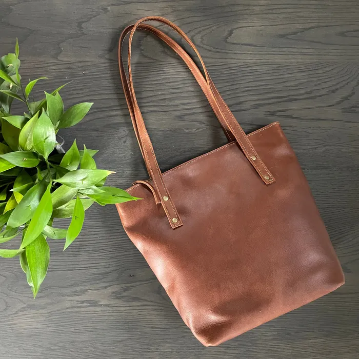 ZANI Leather Tote Bag Chocolate Earrings