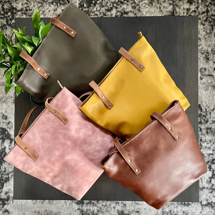 ZANI Leather Tote Bag Chocolate Earrings
