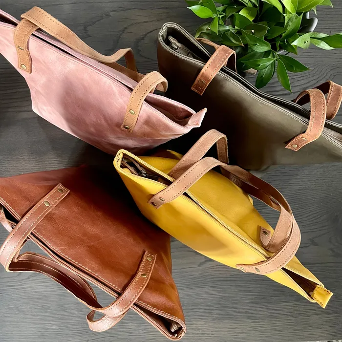 ZANI Leather Tote Bag Chocolate Earrings