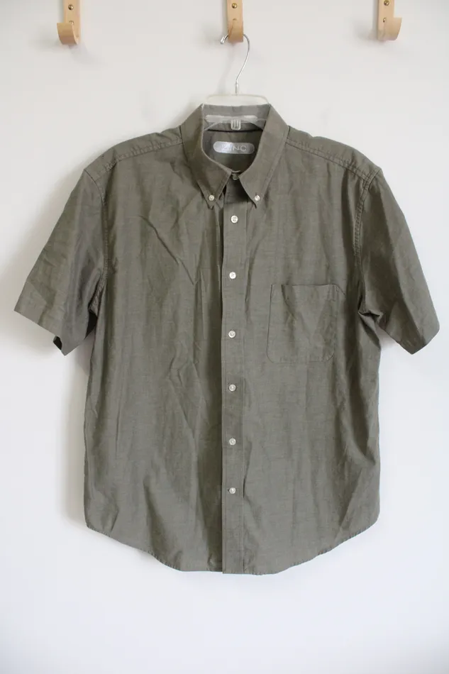 Zinc Wrinkle Resistant Green Button Down L Zinc Earrings