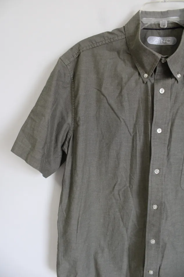Zinc Wrinkle Resistant Green Button Down L Zinc Earrings
