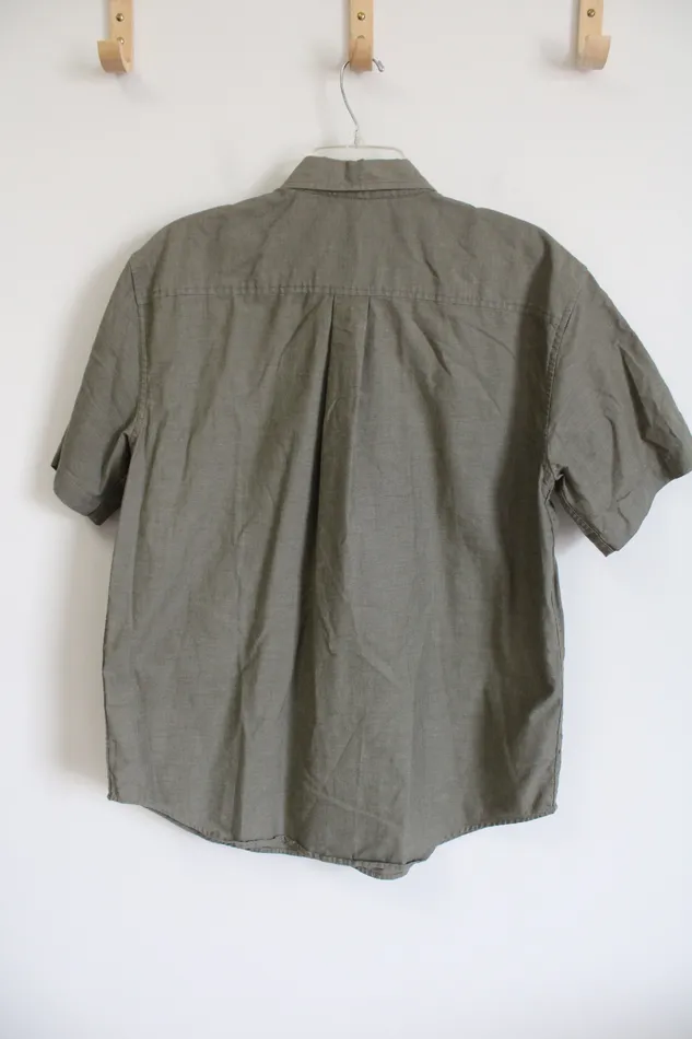 Zinc Wrinkle Resistant Green Button Down L Zinc Earrings